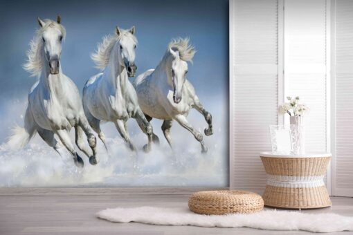 The White Running Horses Wallmural M803