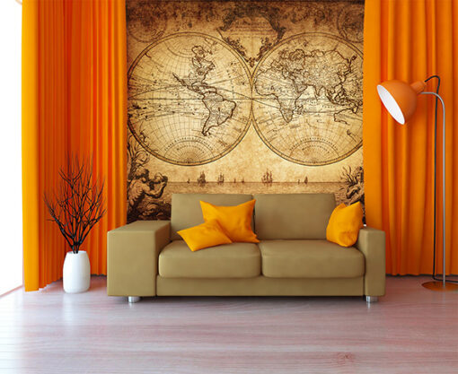 AGED GLOBE MAP MURAL WALLPAPER