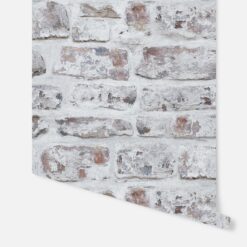 Painted Brick White Washed Wallpaper