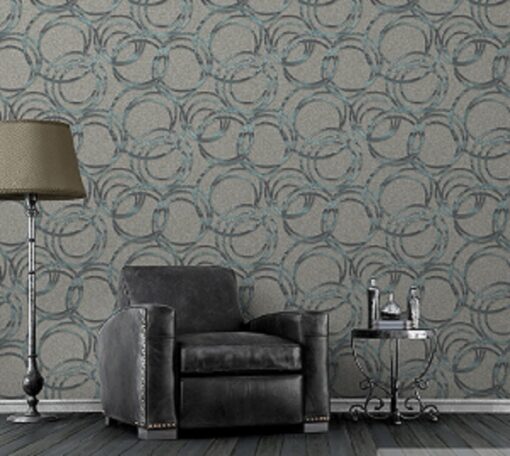 Metallised circles ornament wallpaper AW1614