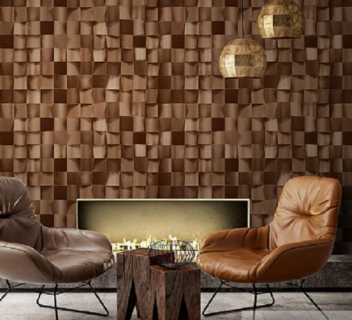 Satinated wood tiles 3D pattern wallpaper 1615