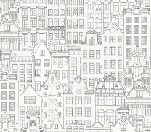 Amsterdam houses inspired modern pattern wallpaper  AW1618 - Image 2