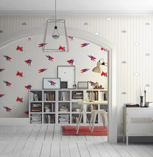 Wallpaper with Superman and stripes design 8915