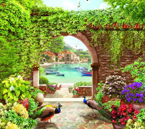 Peacocks at the Lake Wallmural- M851 - Image 2