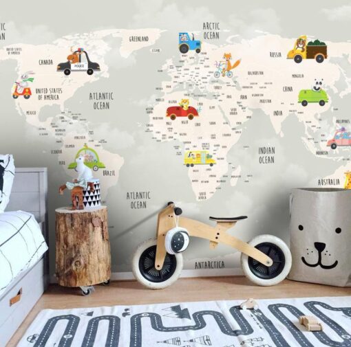 Cute Vehicles Map Wallmural - Image 4