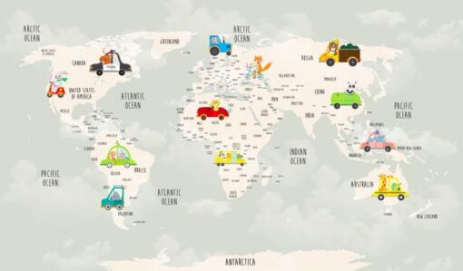 Cute Vehicles Map Wallmural - Image 2