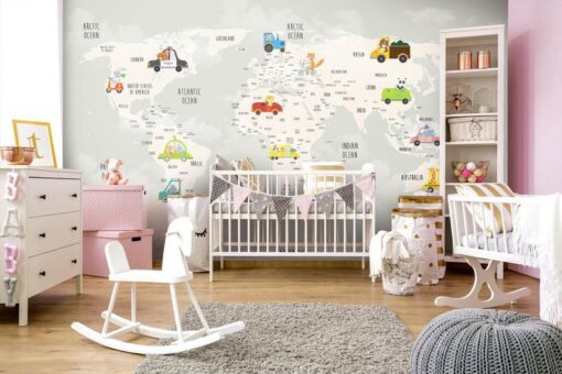 Cute Vehicles Map Wallmural - Image 5