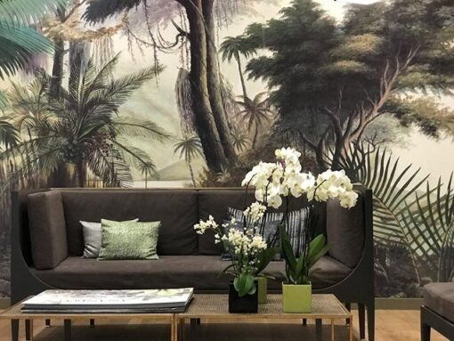 Floral Wallpaper Cement Forest Wallmural