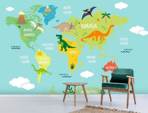 Dino Kids Map Wallpaper Wallmural - Image 4