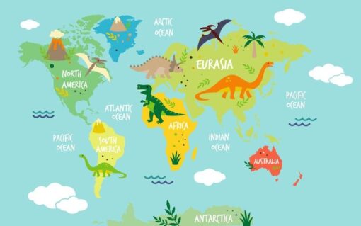 Dino Kids Map Wallpaper Wallmural - Image 2