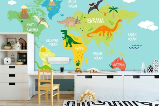 Dino Kids Map Wallpaper Wallmural - Image 3