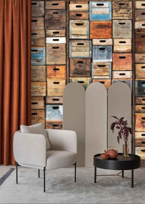 Wooden Boxes retro Wallmural - Image 2