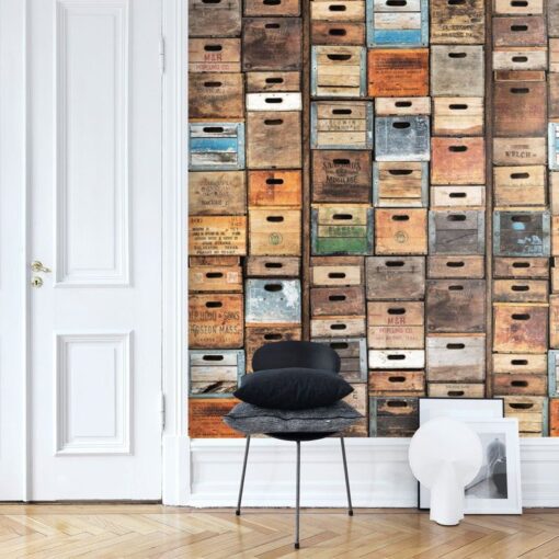 Wooden Boxes retro Wallmural