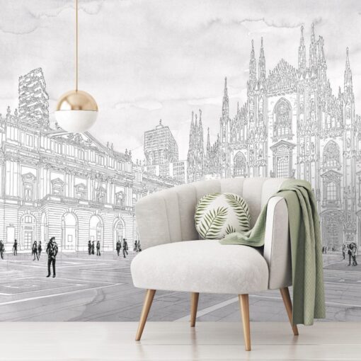 Brussels City Silhouette Design Wallpaper Wallmural