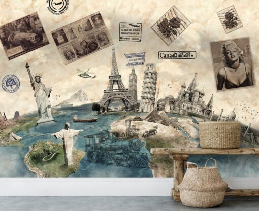 Retro Travel Adventure Wallpaper Wallmural - Image 2