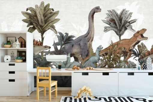 T-rex Brachiosaurus Velociraptor Wallpaper Wallmural - Image 3