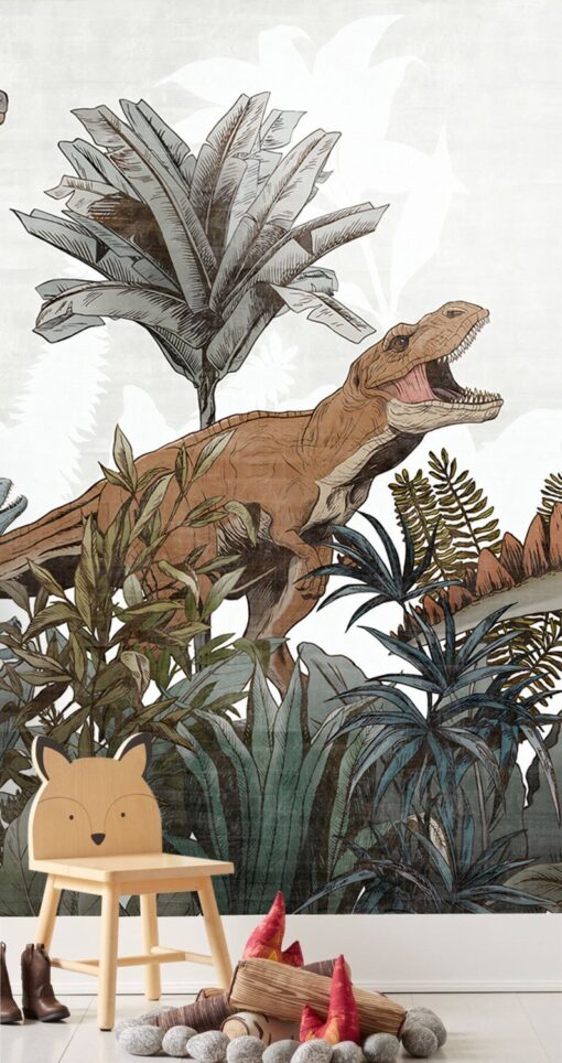 T-rex Brachiosaurus Velociraptor Wallpaper Wallmural - Image 4