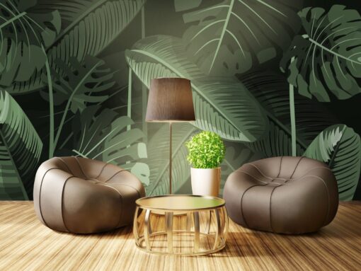 Green Big Palm Tropical Leaves Walmural