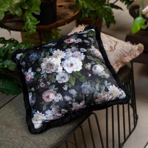 Black Flower Pillow- EY100