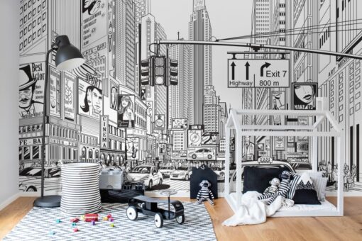 Cartoon City Wallmural - Premium