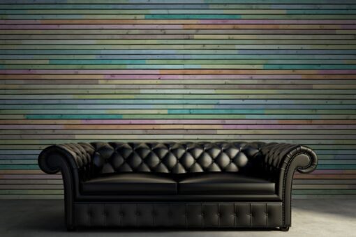 Wooden Slats, colourful Wallmural - Premium - Image 3