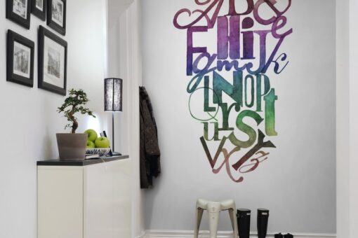 Ink Letter, rainbow Wallmural - Premium