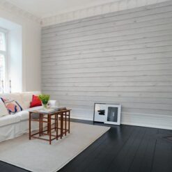 Horizontal Boards, white Wallmural - Premium