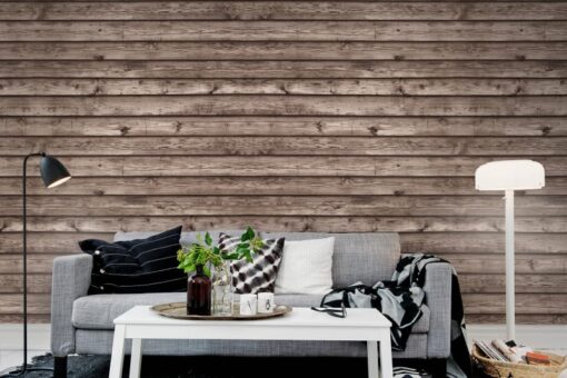 Horizontal Boards, brown Wallmural - Premium