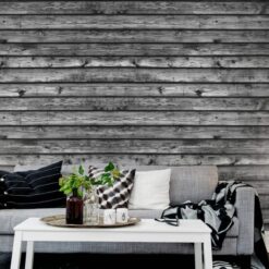 Horizontal Boards, black Wallmural - Premium