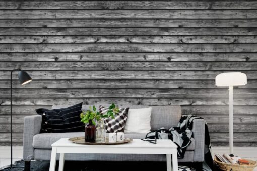 Horizontal Boards, black Wallmural - Premium