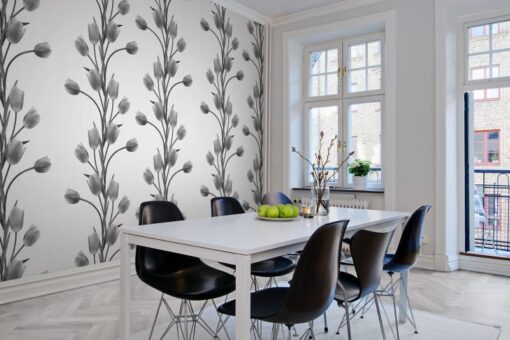 La Vie En Tulipe, White Wallmural - Premium