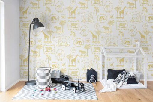 Animal Party, Yellow Wallmural - Premium - Image 3