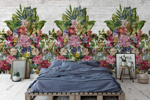 Flower Burst, Concrete Wallmural - Premium