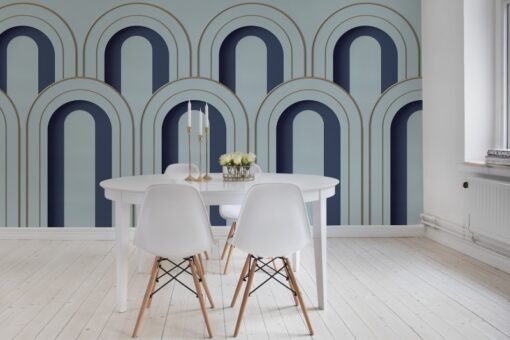 Arch Deco, Blue Wallmural - Premium