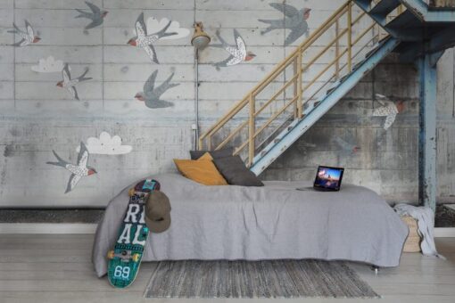 Stairway Graffiti, Swallow Wallmural - Premium