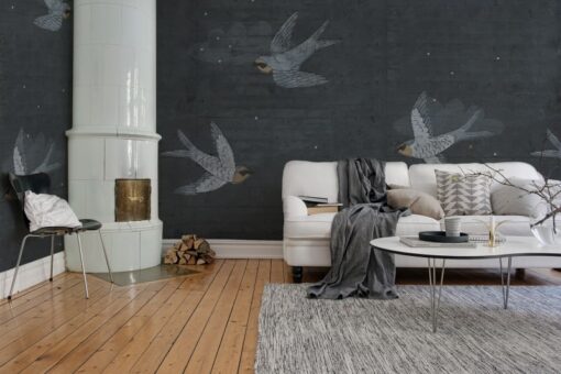 Concrete Art, Night Swallow Wallmural - Premium