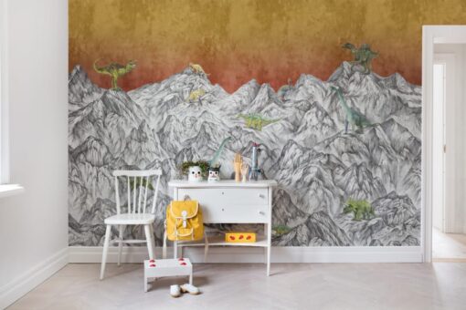 Dinosaur Mountain, Volcano Wallmural - Premium