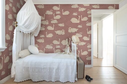 Cygne, Rose Wallmural - Premium