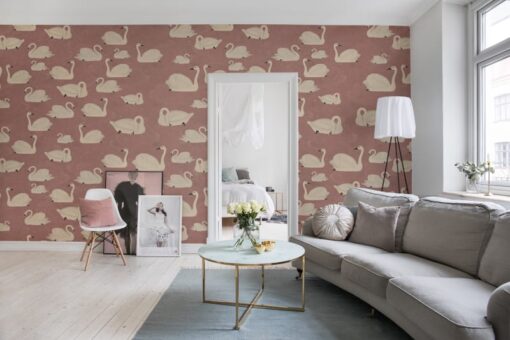 Cygne, Rose Wallmural - Premium - Image 3