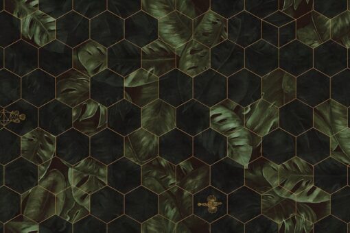 Hexagon Leaves Wallmural - Premium - Image 2