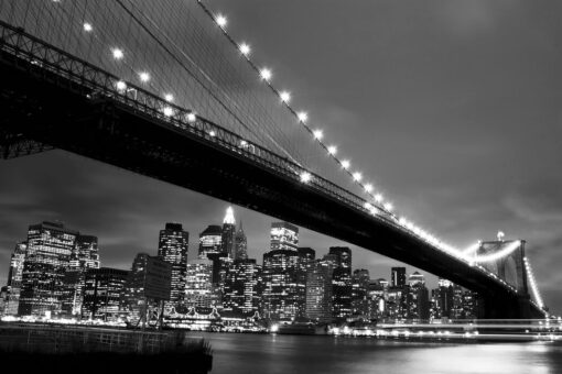 Brooklyn Bridge at Night - b/w - Image 2