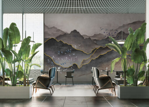 FJ317-2 Series | Mountains Design Mural Wallpaper Gray