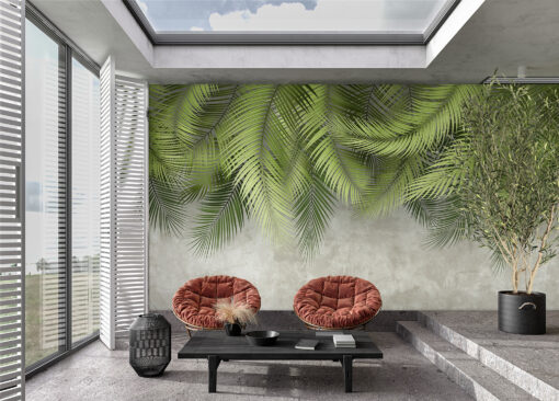 FJ312 Serie | Palm Leaves Pattern Mural Wallpaper Green - Image 2