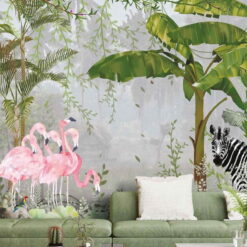 Amazon Pink Flamingoes Wallmural