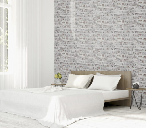 Painted Brick White Washed Wallpaper - Image 6