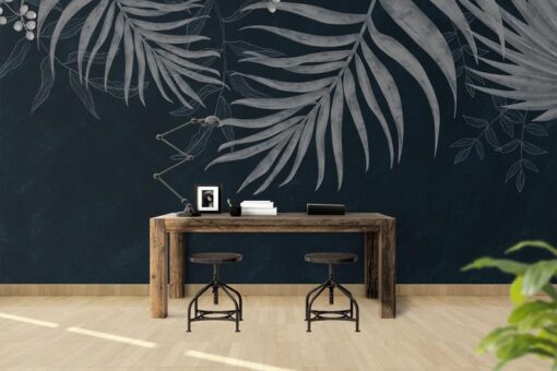 Dark Tropical Big Leaves Wallpaper Wallmural