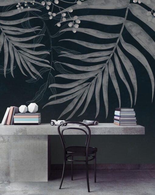 Dark Tropical Big Leaves Wallpaper Wallmural - Image 2