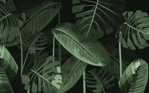 Green Big Palm Tropical Leaves Walmural - Image 2