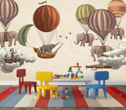 Hot Air Balloons Elephants Wallpaper Wallmural