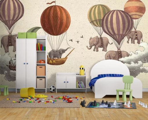 Hot Air Balloons Elephants Wallpaper Wallmural - Image 2